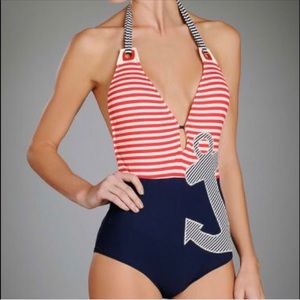 Nanette Lepore Riviera Stripe Goddess One Piece S